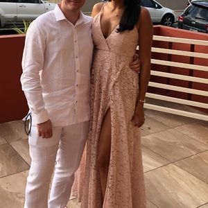 Maniju Long rose gold dress